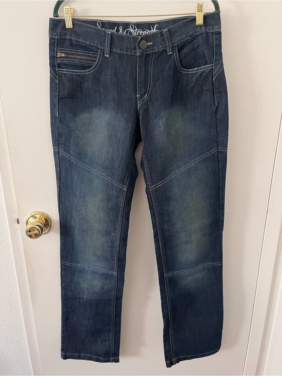 Speed and Strength Denim - Speed & Strength Womens Kevlar Knee Seat Blue Denim Motorcycle Jeans 10 Long